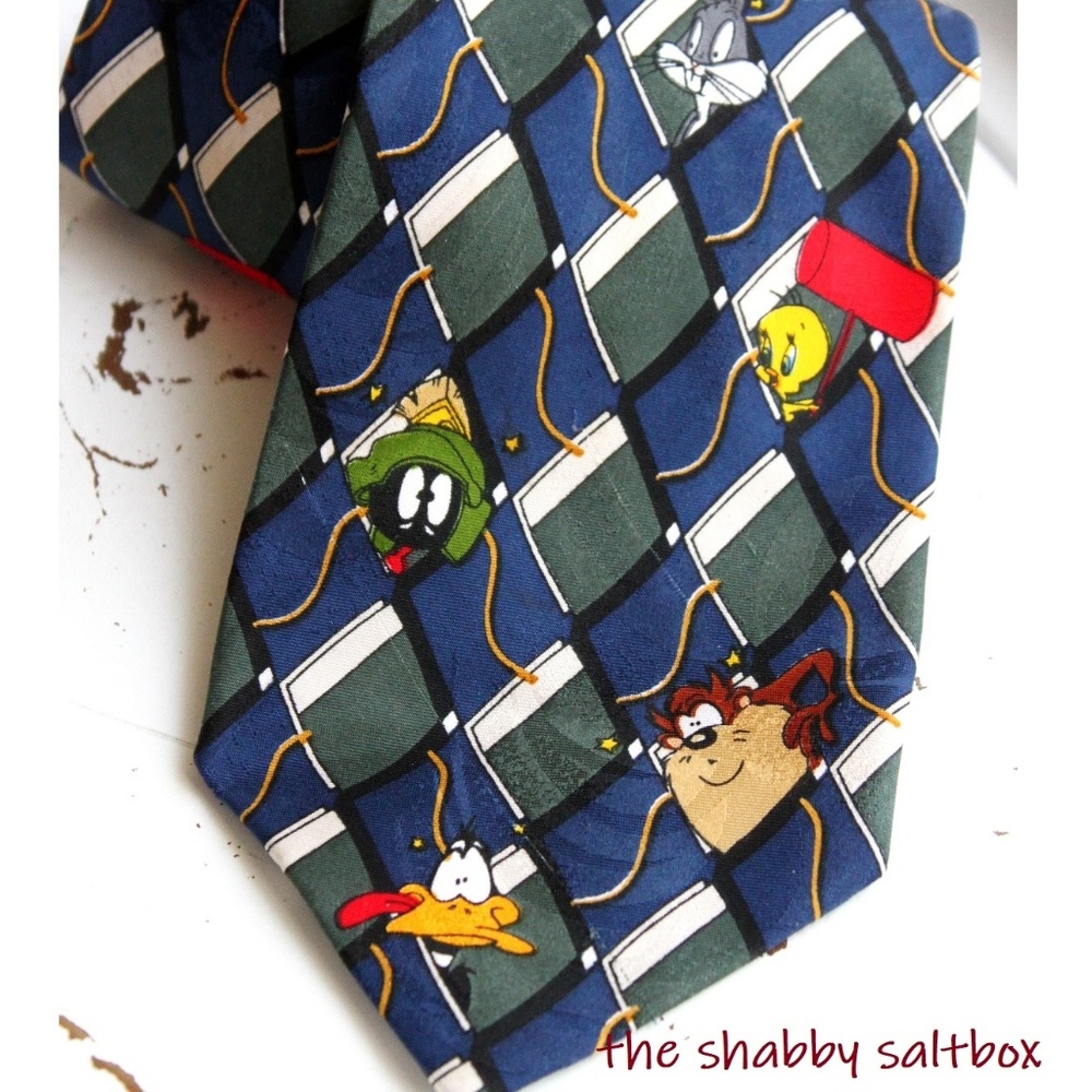 Tie Men's Looney Tunes Mania Vintage 90's Taz Tweety Novelty1996 Bugs Bunny